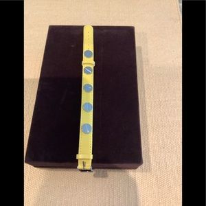 😊Yellow leather bracelet with studs in Stainless Steel 7 1/2-9”